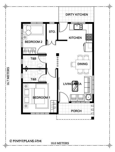 Two Bedroom Small House Design Shd 2017030 Pinoy Eplans Small