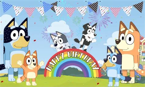 Bluey Blue Heeler Puppy Rainbow Birthday Personalised Party Supplies