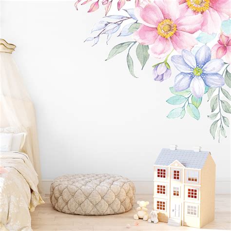 Spring Flowers Corner Wall Decal Ginger Monkey Pl