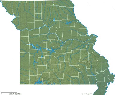 Missouri Physical Map And Missouri Topographic Map