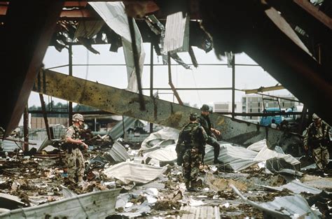 Aftermath Of An Iraq Armed Forces Strike On Us Barracks During The Gulf