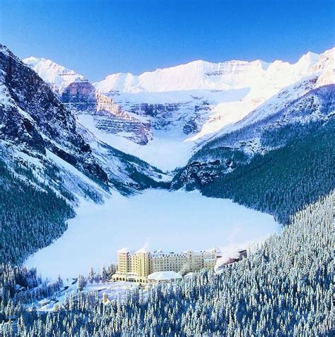 Lake Louise Alberta Canada Frozen During Winter Season With Images