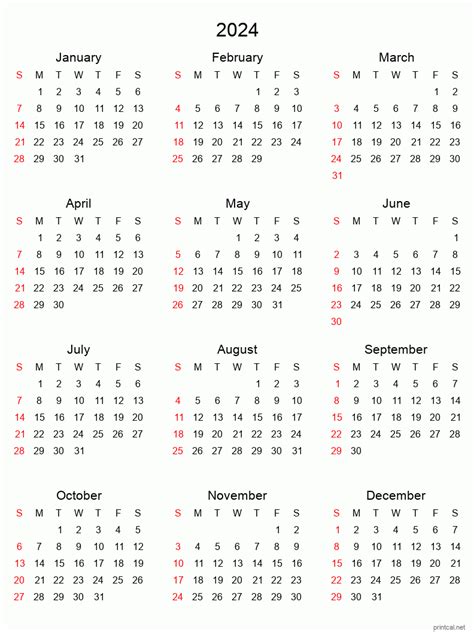 2024 Printable Calendar One Page Printable Calendar 2023