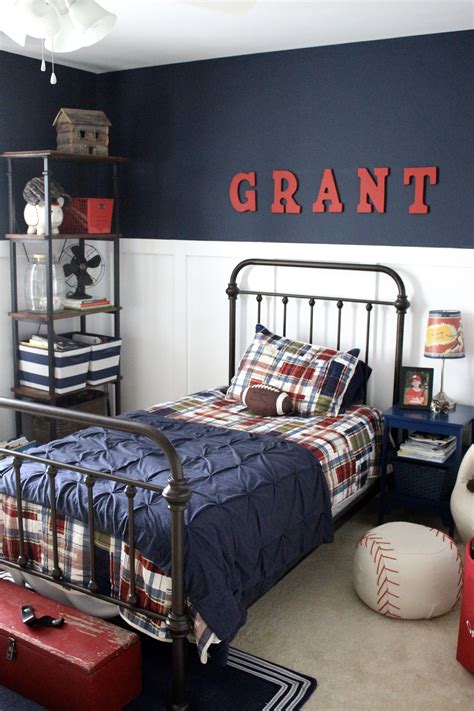 No matter who his favorite superhero is, there are ways you can incorporate. Modern Vintage Sports Bedroom for a Boy Room Reveal by www ...