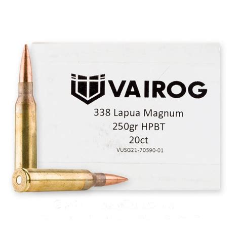 338 Lapua Magnum 250 Grain Hpbt Matchking Vairog 20 Rounds Ammo