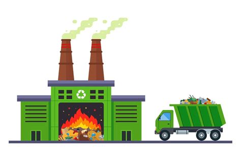 Camión De Basura Va A Incinerar Residuos En Una Planta De Incineración