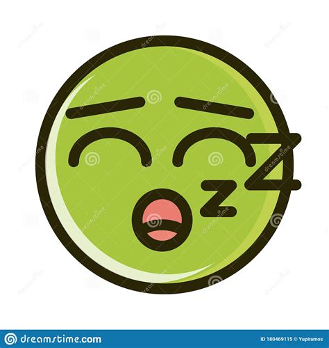 Sleeping Funny Smiley Emoticon Face Expression Line And Fill Icon Stock