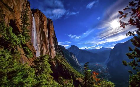 Download Forest Valley Mountain Waterfall Landscape Nature Yosemite