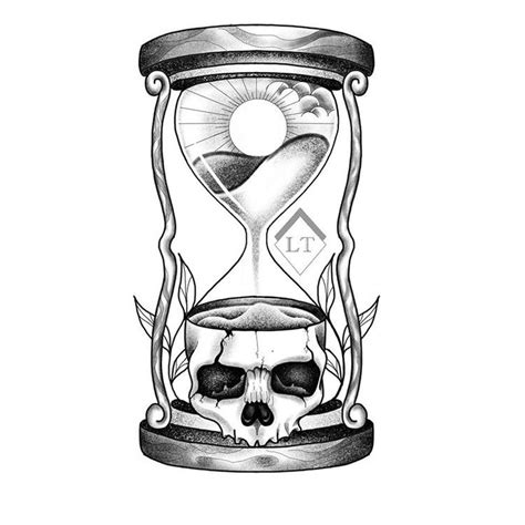 Тату эскиз песочные часы череп Tattoo Design Hourglass Skull Dibujos