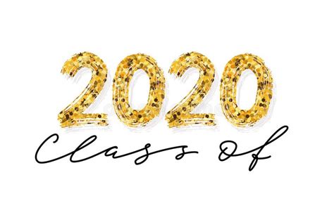 Class Of 2020 Gold Lettering Graduation 3d Logo With Black Ribbon