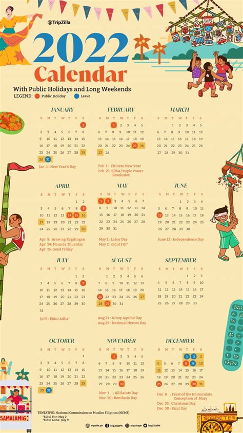 2022 Calendar With Philippine Holidays