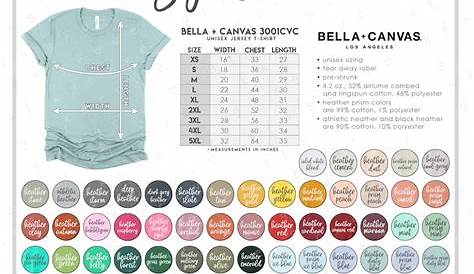 bella canvas 3001cvc size chart