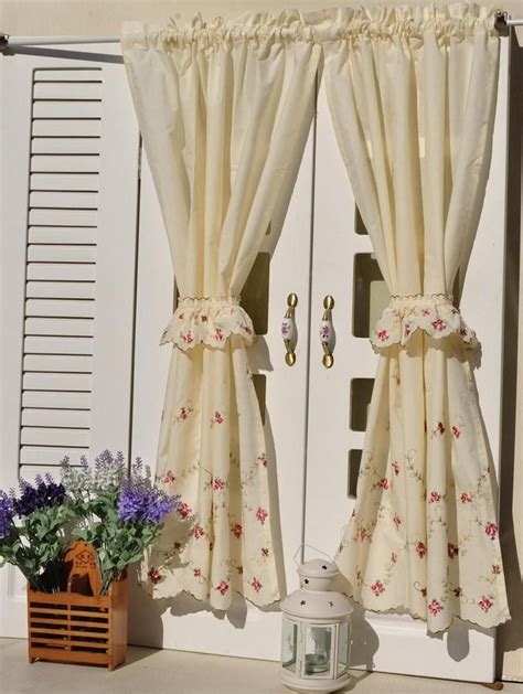 French Country Floral Embroidered Kitchen Curtains Country Kitchen