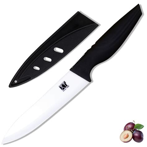 Ceramic Blade Utility Knife 4 Inch White Blade Black Handle Sheath
