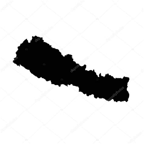 Mapa Vectorial Nepal Ilustración Vectorial Aislada Negro Sobre Fondo