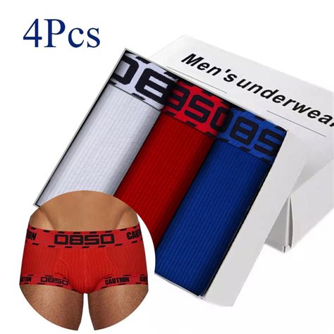 4pcs 0850 Men S Boxer Pants Pure Cotton Pit Cloth Trendy Sexy Low Waist Fit Hip