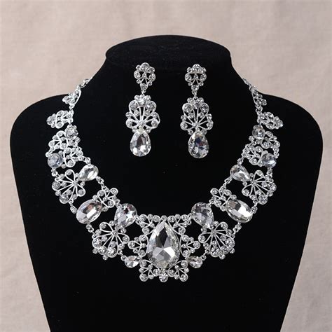 Buy Fashion Rhinestone Costume Jewelry Sets Silver