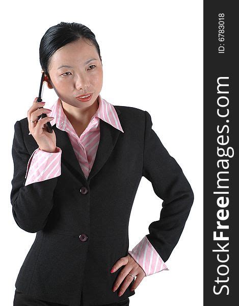 Asian Office Lady Talking On Mobile Phone Free Stock Images And Photos