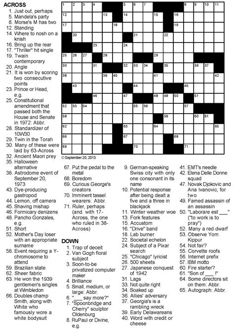 Free Hard Crossword Puzzles Printable