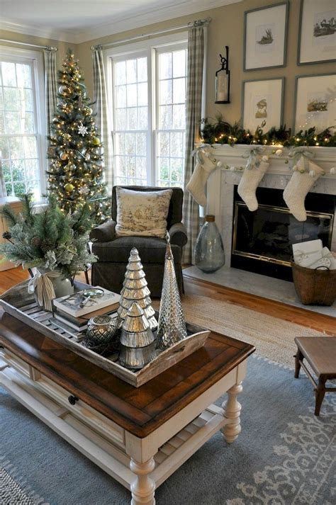 Comfy Rustic Farmhouse Christmas Living Room Décor Ideas 60 Christmas