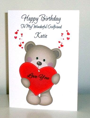 Handmade Personalised Birthday Card Girlfriend Wife Fiancée Husband
