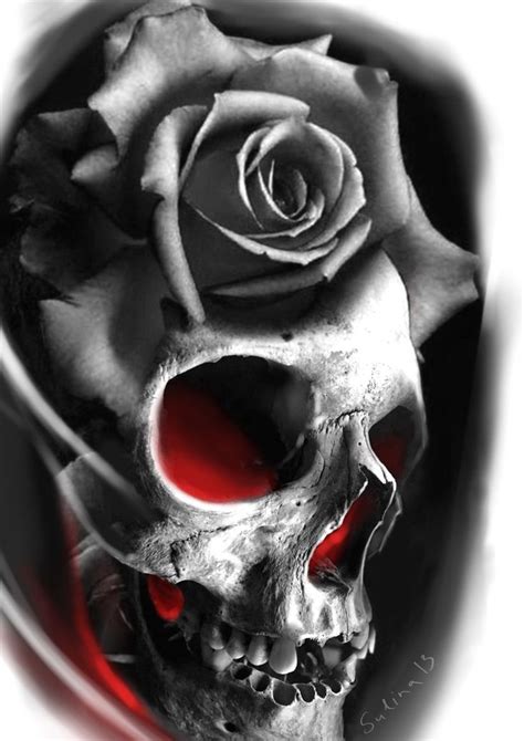 Scull With Rose Tattoo Design Skull Rose Tattoos Tattoos For Guys