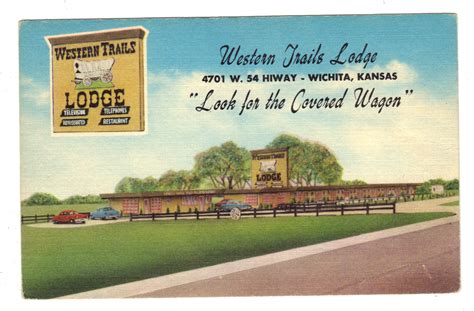 Wichita Kansas Western Trails Lodge Antique Postcard J3585 Mary L