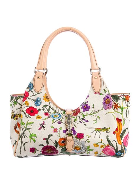 Gucci Floral Canvas Bardot Bag Handbags Guc28476 The Realreal