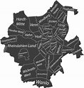 Mapa Dos Distritos De Monchengladbach Alemanha Marcados Com Cinza ...