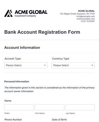 Bank Account Registration Form Template Jotform