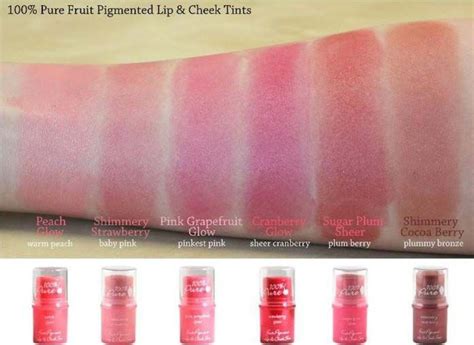 100 Percent Pure Lip and Cheek Tint Swatches | Pigmented lips, Pure products, Foundation swatches