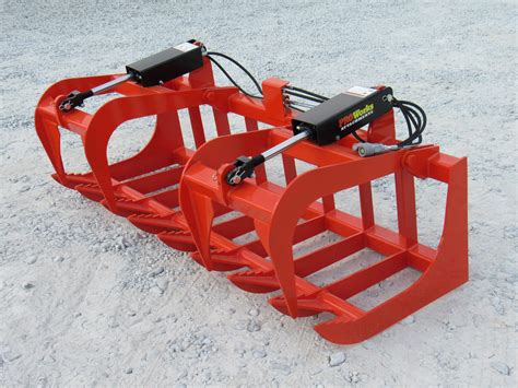 72″ Dual Cylinder Root Bucket Grapple Attachment Fits Skid Steer Quick