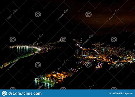 Night View Of The City Of Rio De Janeiro Stock Image Image Of