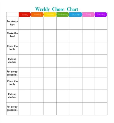 Slashcasual Weekly Chore Chart Template