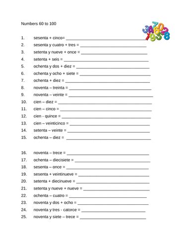 Spanish Numbers 1 100 Teaching Activities And Revision Teaching