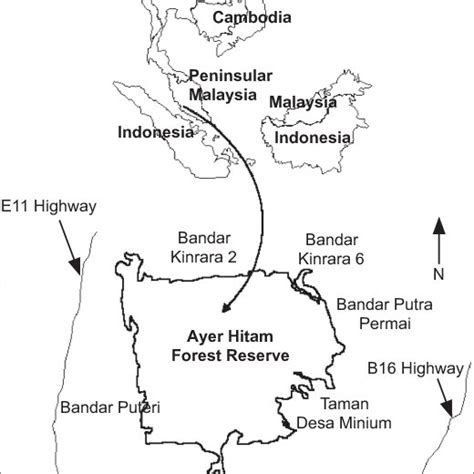 Map Showing The Position Of Ayer Hitam Forest Reserve Download