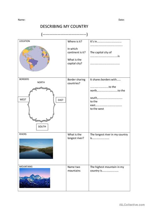Describing My Country English Esl Worksheets Pdf And Doc