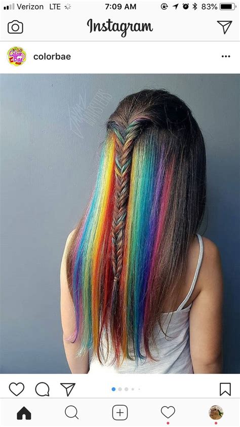 Rainbow Streaks Fishtail Half Up Braids From Instagram Cabello De