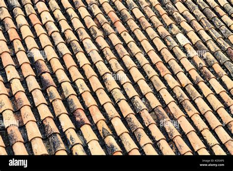 Closeup Shot Of Background Of Old Roof Tiles Stock Photo Alamy