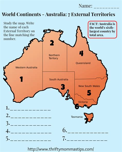 Australia Map Worksheet Printable Grade 3 To 5 Thrifty Mommas Tips