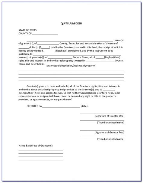 Free Printable Quitclaim Deed Form