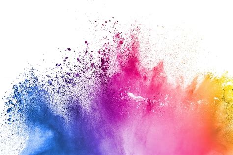 Premium Photo Multi Color Powder Explosion On White Background