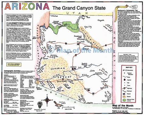 Arizona Map Blank Outline Map 16 By 20 Inches Activities Included