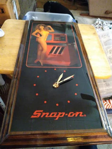 Vintage Snap On Tools Pinup Girl Wall Clock 11” X 23” Works Red Head Rowanne 10000 Picclick