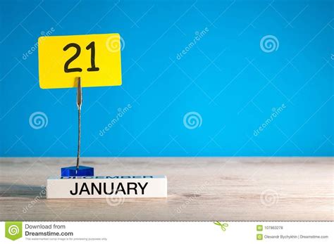 January 21st Day 21 Of January Month Calendar On Blue Background