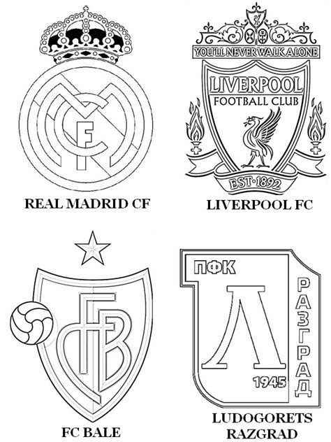 Kleurplaten voetbal kampioenschappen kleurplaat 6. Disegno da colorare UEFA Champions League 2015 : Gruppo B: Real Madrid CF - FC Bâle - Liverpool ...