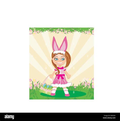 girl in bunny costume stock vector image and art alamy