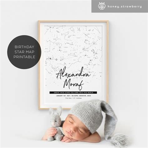 Baby Birth Star Map Personalized Poster Printable Etsy