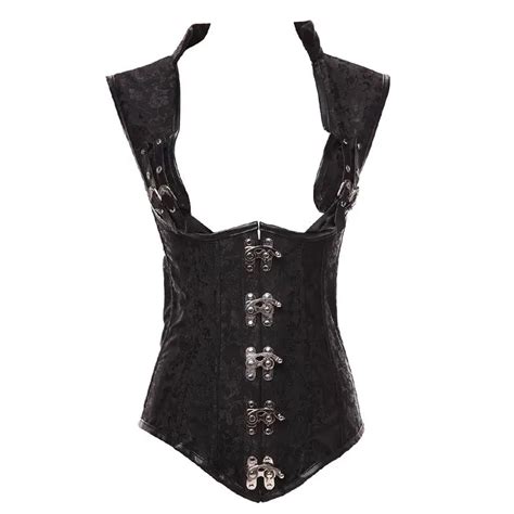 2016 Gothic Clothing Sexy Plus Size Black Lace Up Under Bust Corset Steel Bone Steampunk Corsets