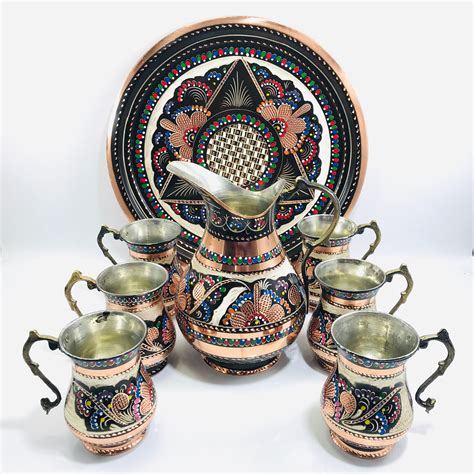 Turkish Mug Set Copper Mug Set Water Cup Set Copper Mugs Etsy